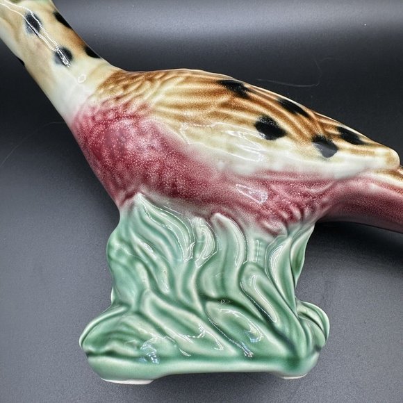 Vintage Bird Planter Pottery USA Ceramic Large 17"x8.5” Pheasant Marked Numbered - Picture 4 of 15
